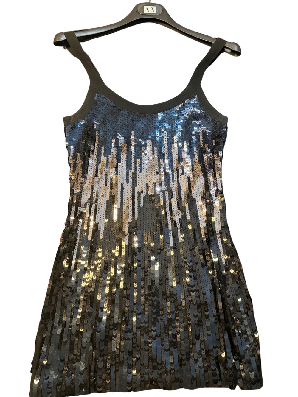 A|X Armani Exchange Sequin Mini Dress XS Black Silver Party